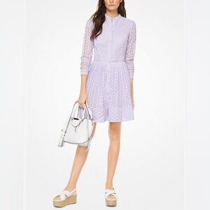 Michael Kors Eyelet Cotton Lavender ShirtDress Size 0